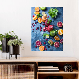 Plakat samoprzylepny Kompozycja z przekrojonych owoców