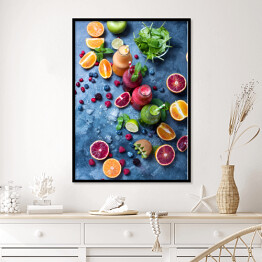 Plakat w ramie Kompozycja z przekrojonych owoców