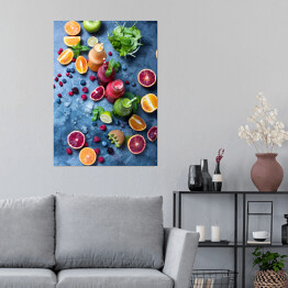 Plakat samoprzylepny Kompozycja z przekrojonych owoców