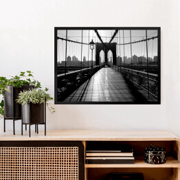 Obraz w ramie Most Brookliński, Manhattan, Nowy Jork, USA