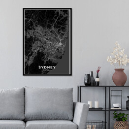 Mapy miast świata - Sydney - czarno biała