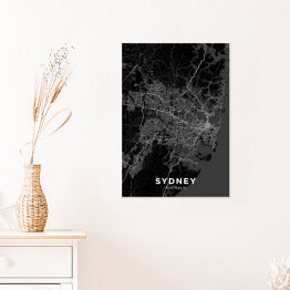 Plakat samoprzylepny Mapy miast świata - Sydney - czarno biała