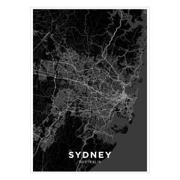 Plakat Mapy miast świata - Sydney - czarno biała