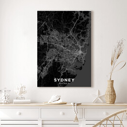 Obraz na płótnie Mapy miast świata - Sydney - czarno biała