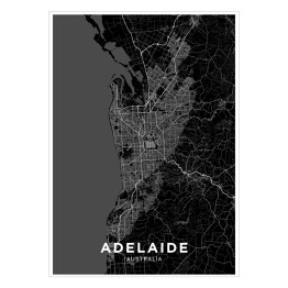 Plakat Mapy miast świata - Adelaide- czarno biała