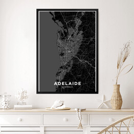 Mapy miast świata - Adelaide- czarno biała