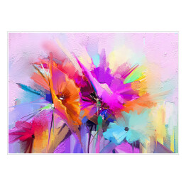 Abstrakcyjne kolorowe kwiaty na pastelowym tle