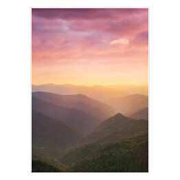 Plakat samoprzylepny Różowe niebo nad górami krajobraz