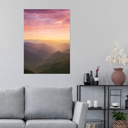 Plakat Różowe niebo nad górami krajobraz