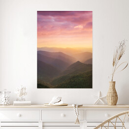 Plakat samoprzylepny Różowe niebo nad górami krajobraz