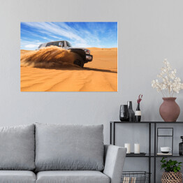 Plakat samoprzylepny Amerykański samochód terenowy na pustyni