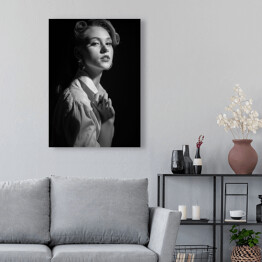 Obraz klasyczny Kobieta retro fotografia czarno biała 