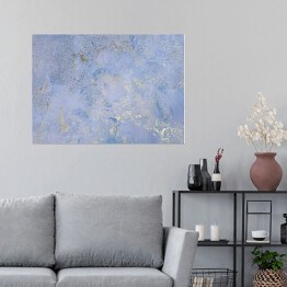 Plakat samoprzylepny Niebieska ściana ze złotymi połyskującymi dekoracjami
