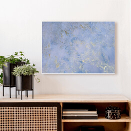 Obraz na płótnie Niebieska ściana ze złotymi połyskującymi dekoracjami