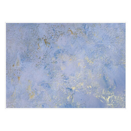 Plakat samoprzylepny Niebieska ściana ze złotymi połyskującymi dekoracjami