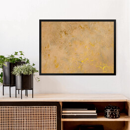 Obraz w ramie Ściana w kolorze cielistym ze złotymi lśniącymi zdobieniami