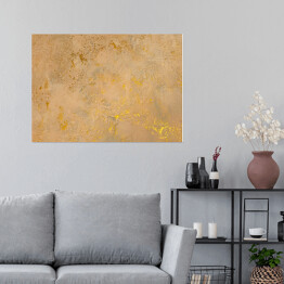 Plakat samoprzylepny Ściana w kolorze cielistym ze złotymi lśniącymi zdobieniami