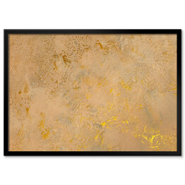 Plakat w ramie Ściana w kolorze cielistym ze złotymi lśniącymi zdobieniami