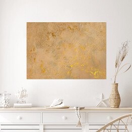 Plakat Ściana w kolorze cielistym ze złotymi lśniącymi zdobieniami