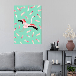 Plakat samoprzylepny Flaming lecący wśród pior