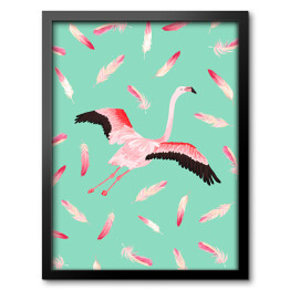 Obraz w ramie Flaming lecący wśród pior