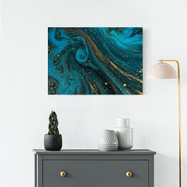 Obraz na płótnie Niebieskie abstrakcyjne dekoracje ze złotymi zdobieniami