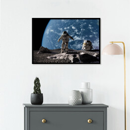 Plakat w ramie Astronauta przy kraterze