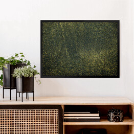 Obraz w ramie Czarna ściana obsypana dużą ilością złotego brokatu