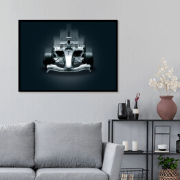 Plakat w ramie Formuła 1, samochód w ciemnym pomieszczeniu