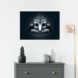 Plakat samoprzylepny Formuła 1, samochód w ciemnym pomieszczeniu