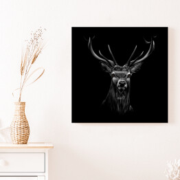 Obraz na płótnie Portret jelenia na czarnym tle