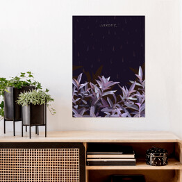 Plakat Tropikalna pastelowa roślina na ciemnym tle