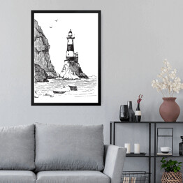 Obraz w ramie Pejzaż morski z latarnią morską