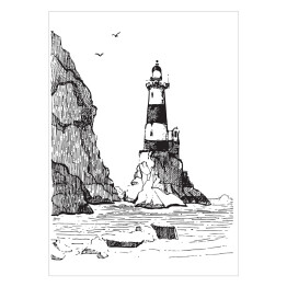 Plakat samoprzylepny Pejzaż morski z latarnią morską