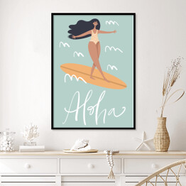 Plakat w ramie Ilustracja z napisem - "Aloha"