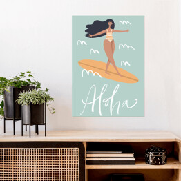 Plakat samoprzylepny Ilustracja z napisem - "Aloha"