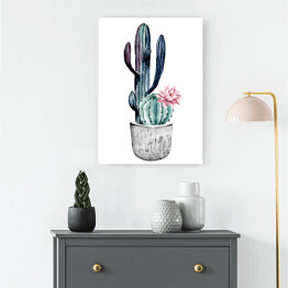 Obraz na płótnie Kwitnący kaktus w doniczce