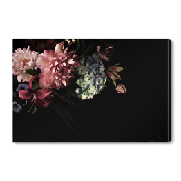 Obraz na płótnie Kompozycja z kwiatów w stylu vintage na czarnym tle