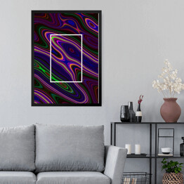 Obraz w ramie Rozlane płyny w czarnym i fioletowym kolorze