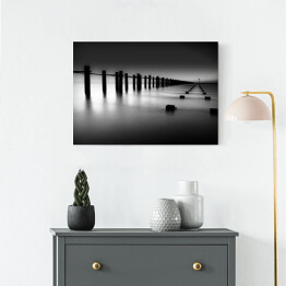 Obraz na płótnie Czarno-białe morze we mgle