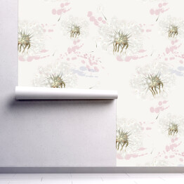 Tapeta samoprzylepna w rolce Dmuchawce na pastelowym różowym abstrakcyjnym tle