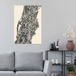 Plakat samoprzylepny Skręcone dzikie liany. Woody naturalny tropikalny las deszczowy. Drzewo ręcznie rysowane. wektorowe Illustration