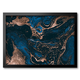 Obraz w ramie Niebieski i brązowy rozlany płyn