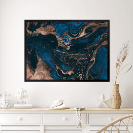 Obraz w ramie Niebieski i brązowy rozlany płyn