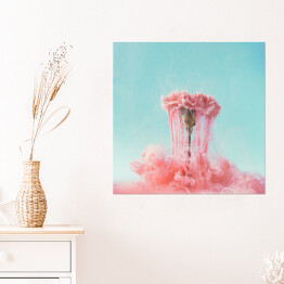 Plakat samoprzylepny Różowy kwiat na tle pastelowych kolorów