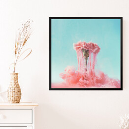 Obraz w ramie Różowy kwiat na tle pastelowych kolorów