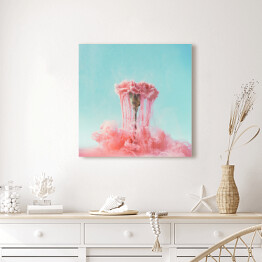 Obraz na płótnie Różowy kwiat na tle pastelowych kolorów