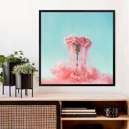 Obraz w ramie Różowy kwiat na tle pastelowych kolorów