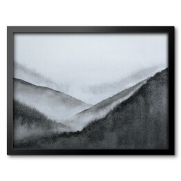 Obraz w ramie Akwarela - las we mgle w odcieniach szarości