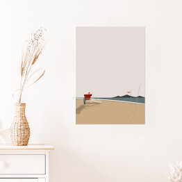Plakat samoprzylepny Plaża latem - pocztówka z wakacji